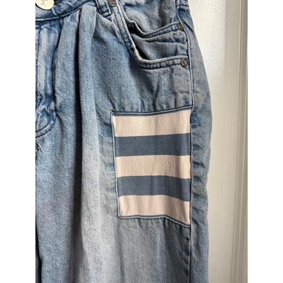 One Teaspoon Womens Smiths Low Waist Wide Leg Denim Jeans Slouchy Multi Pocket - Picture 7 of 14